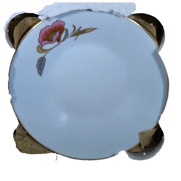 Porcelain Demitasse, Espresso Cups & Saucers, Pink Floral with Gold Trim, Footed - Picture 4 of 5